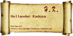 Hollender Kadosa névjegykártya